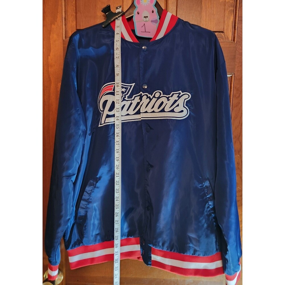 New England Patriots Satin 100% Polyester Jacket Pockets Snap Front 3XL NWOT